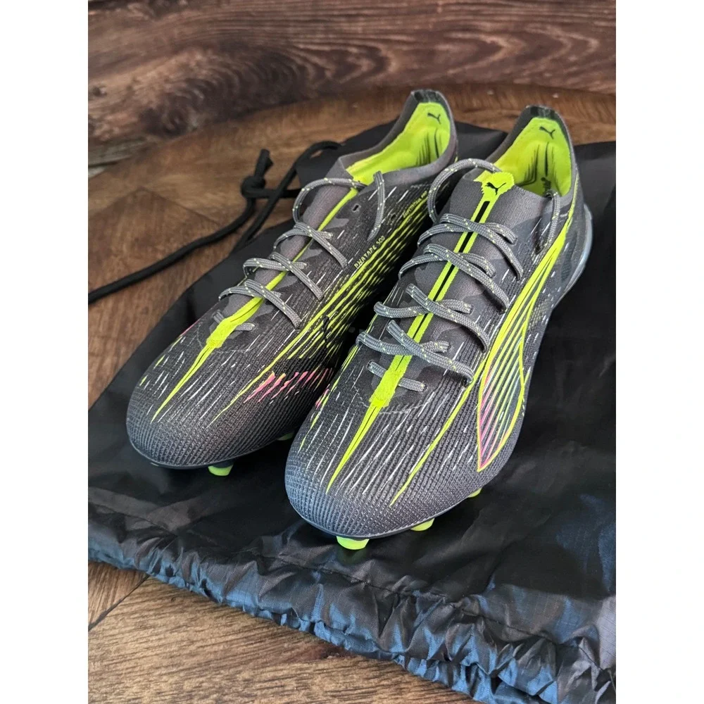 Puma Ultra Ultimate FG AG Soccer Cleats Grey Lime Pink 108159-03 Mens 8